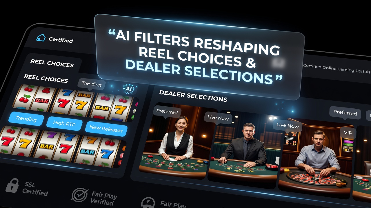 Live dealer tables and slot reels filtered by AI algorithms in a secure certified gaming environment