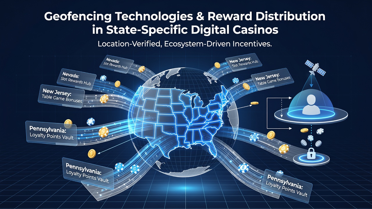 Digital casino interface showing location-based reward adjustments