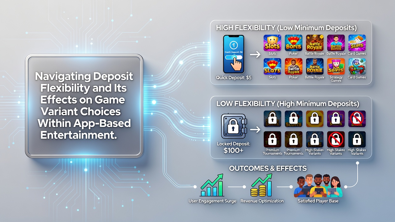 Split view of a smartphone displaying deposit confirmation next to different game interfaces including reels and live dealer rooms