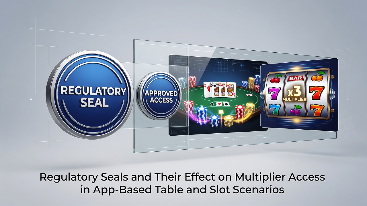 Regulatory certification seals displayed on mobile casino app interfaces for slots and table games