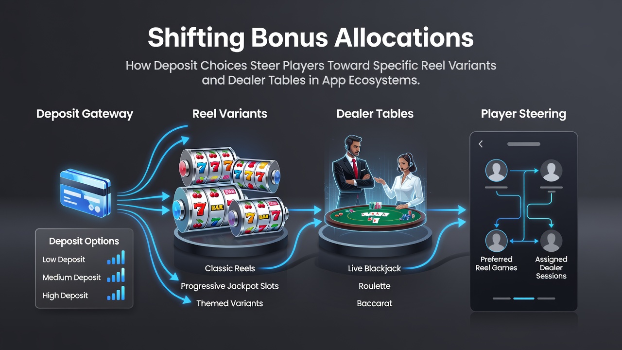 Mobile casino app interface showing deposit options and game selection screens for slots and live dealer tables