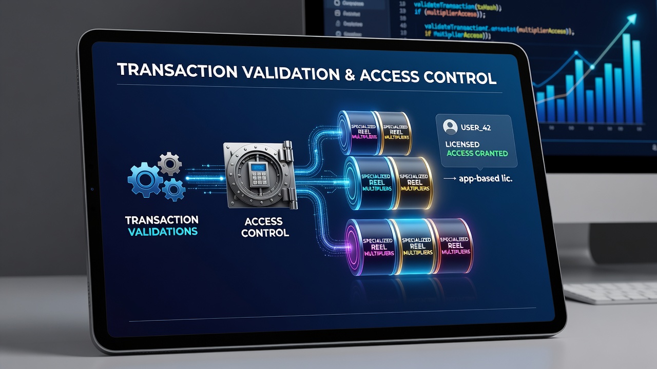 Mobile app interface displaying validated transaction unlocking reel multipliers in licensed casino environment
